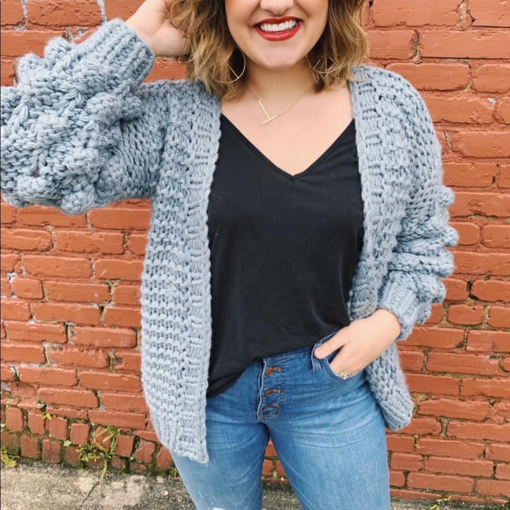 Hand knit bubble sweater cardigan